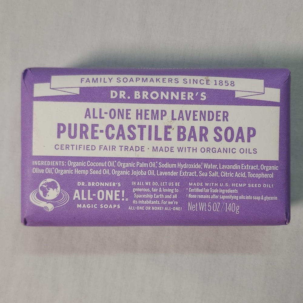 DR BRONNER'S Lavender All-One Hemp Natural Castile Bar Soap 5 oz Magic Soaps